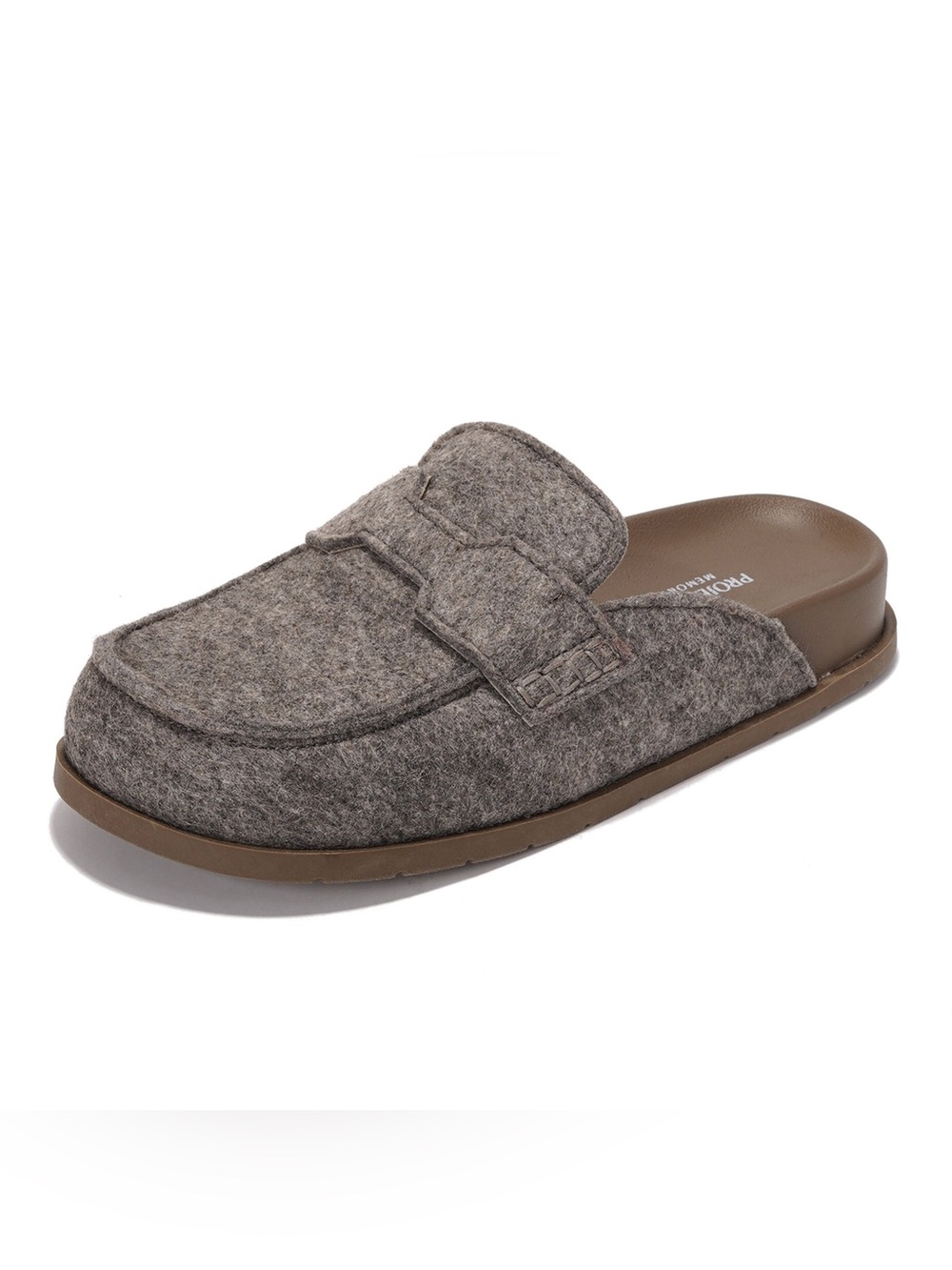 Project Cloud Leather Womens Clog Memory Foam Arch Support Non Taupe Wool 7 M